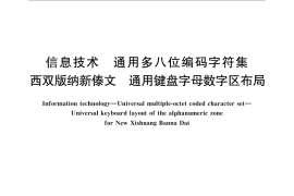 GB／T 28176-2011 信息技术 通用多八位编码字符集 西双版纳新傣文 通用键盘字母数字区布局
