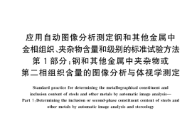 GB／T 18876.1-2024 应用自动图像分析测定钢和其他金属中金相组织、夹杂物含量和级别的标准试验方法 第1部分：钢和其他金属中夹杂物或第二相组织含量的图像分析与体视学测定